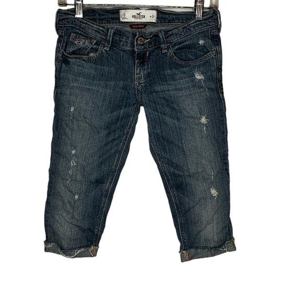 Hollister Socal Stretch Distressed Capri Jeans - Picture 1 of 7